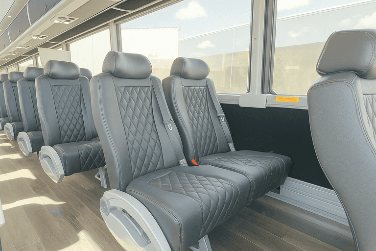 interior of Pullman Coach Bus Service charter bus