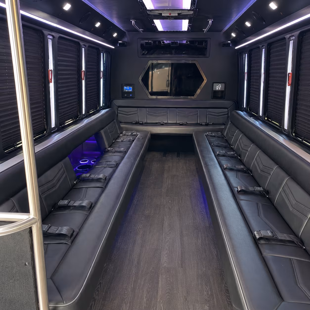 pullman 18 passenger party bus interior