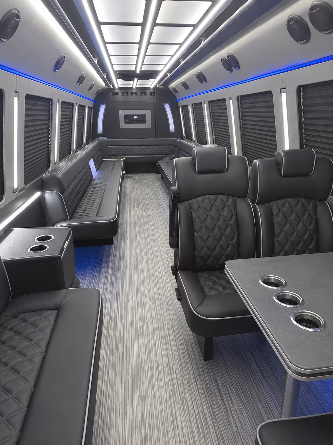 pullman 25 passenger party bus inside