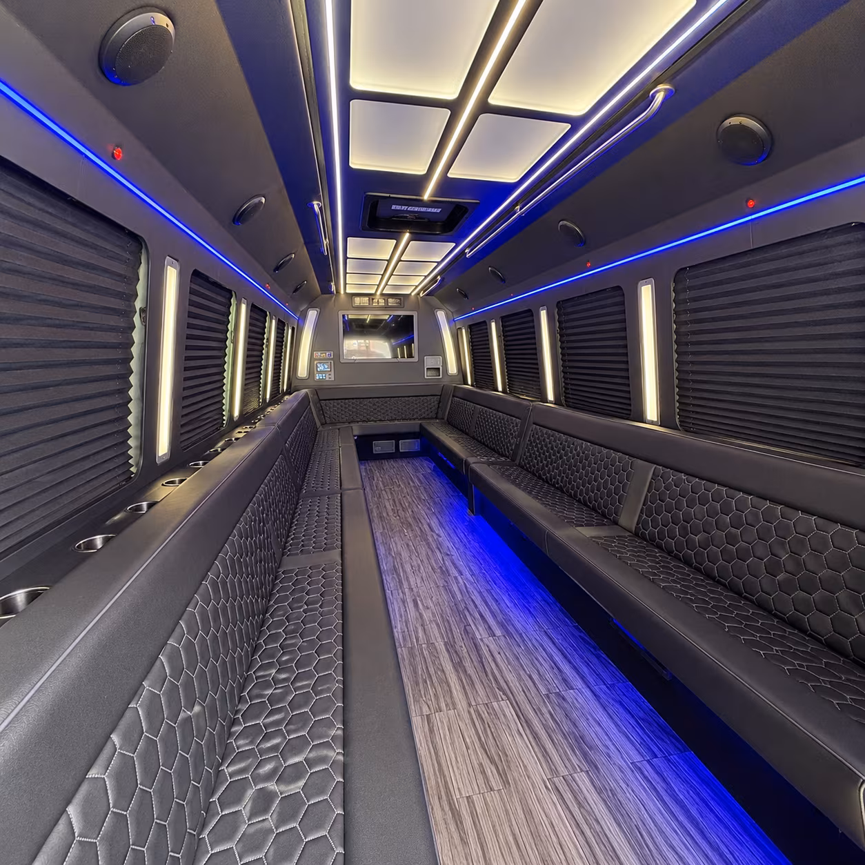 pullman 30 passenger party bus interior