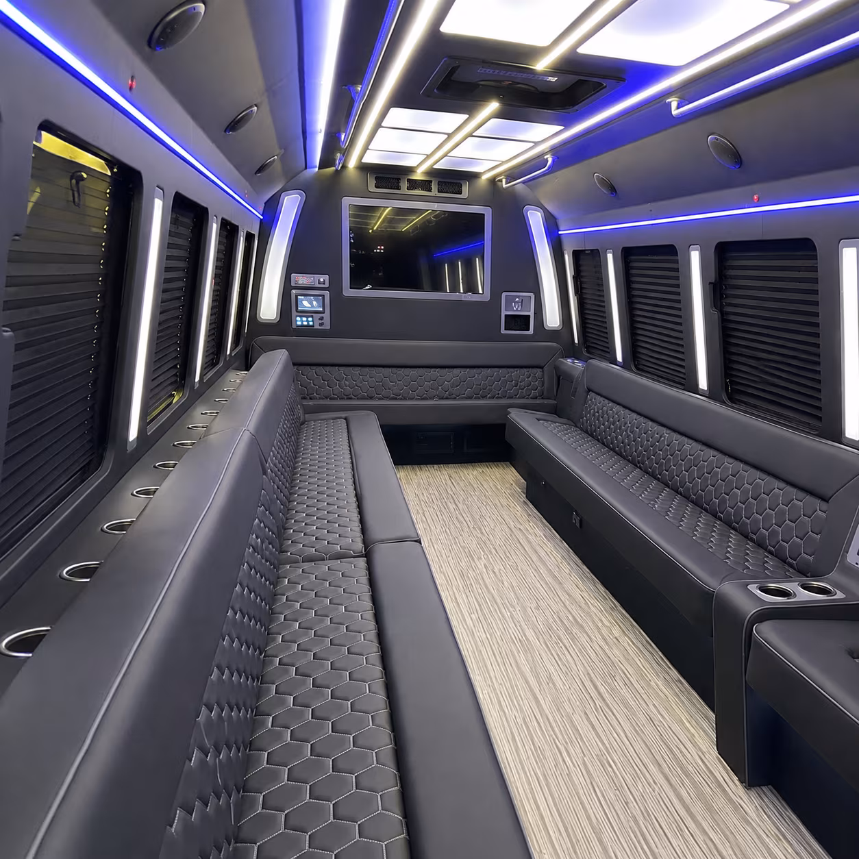 pullman 40 passenger party bus inside