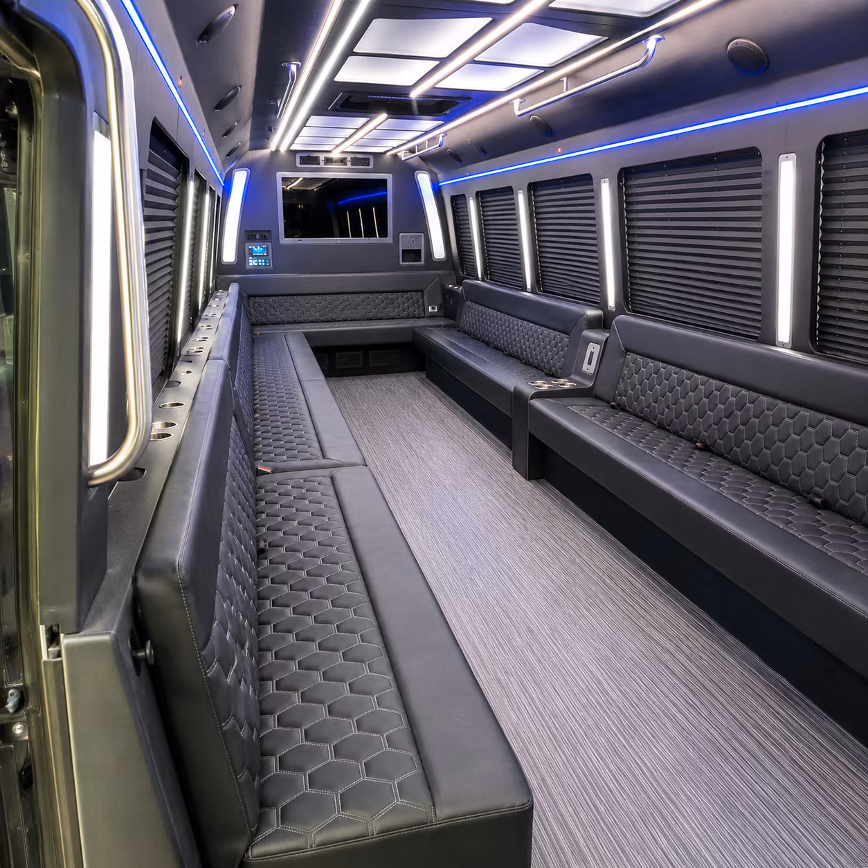 pullman 40 passenger party bus interior