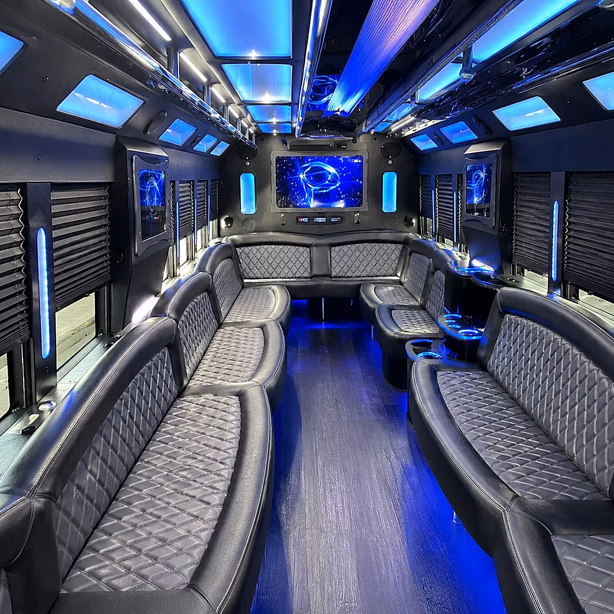 pullman 50 passenger party bus interior