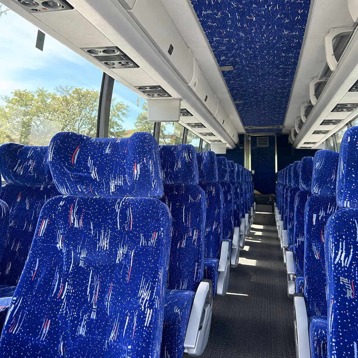 pullman 56 passenger charter bus inside