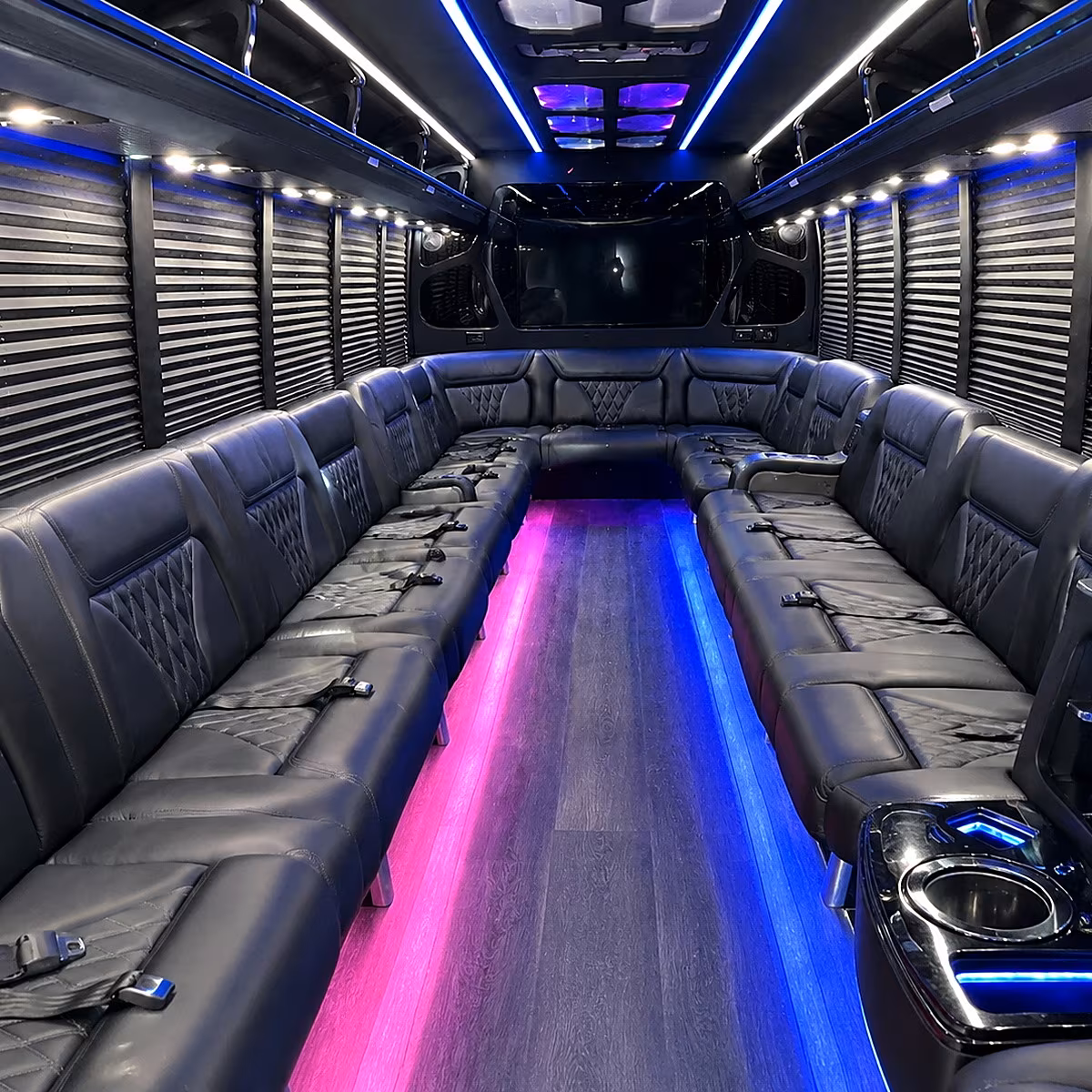 pullman party bus rental interior
